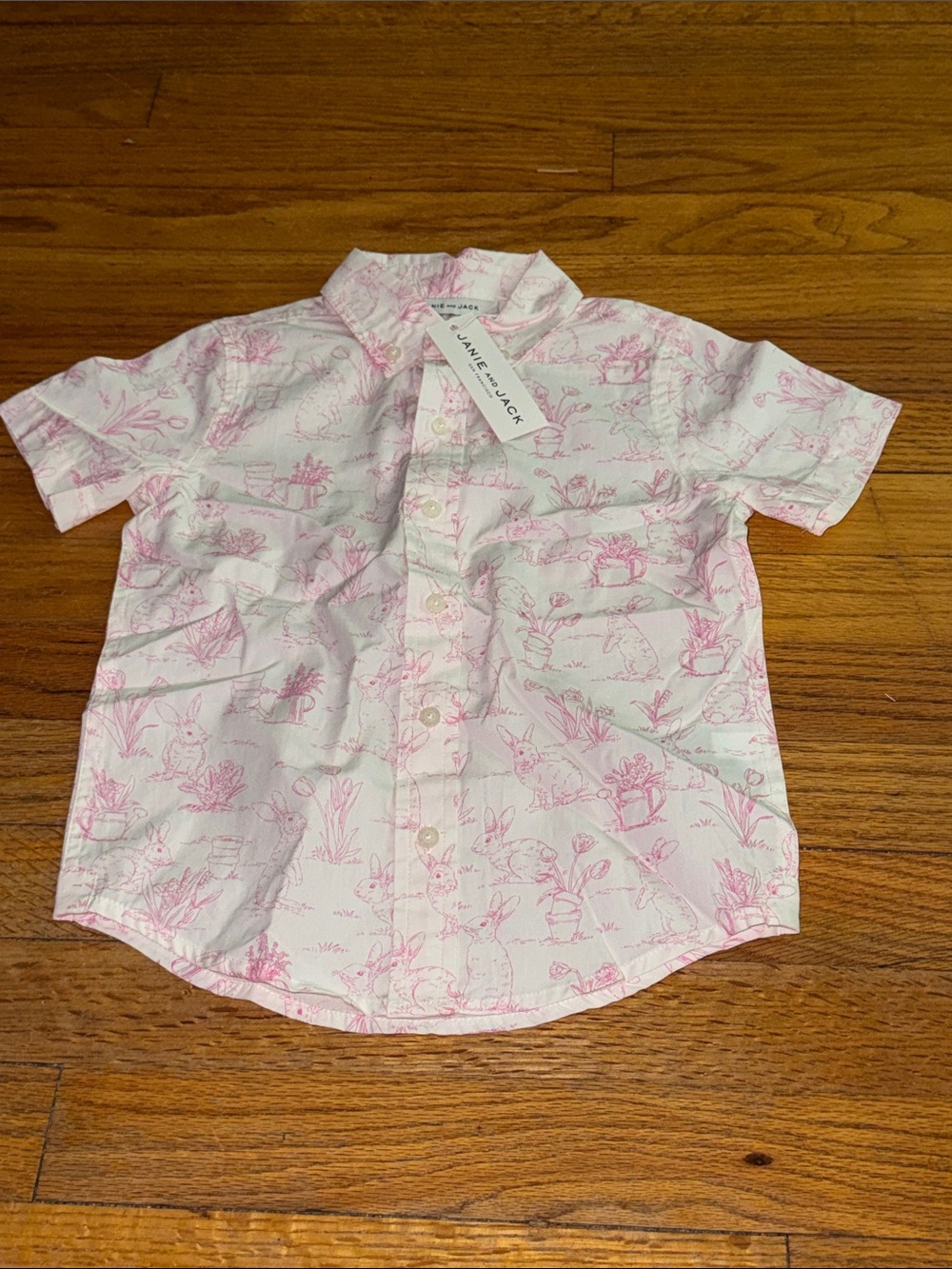 Janie & Jack Toddler Toile Short-Sleeve Button-Up Shirt NWT